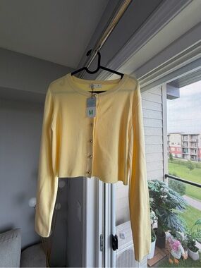 Primark Pale Yellow Button-Up Cropped Cardigan